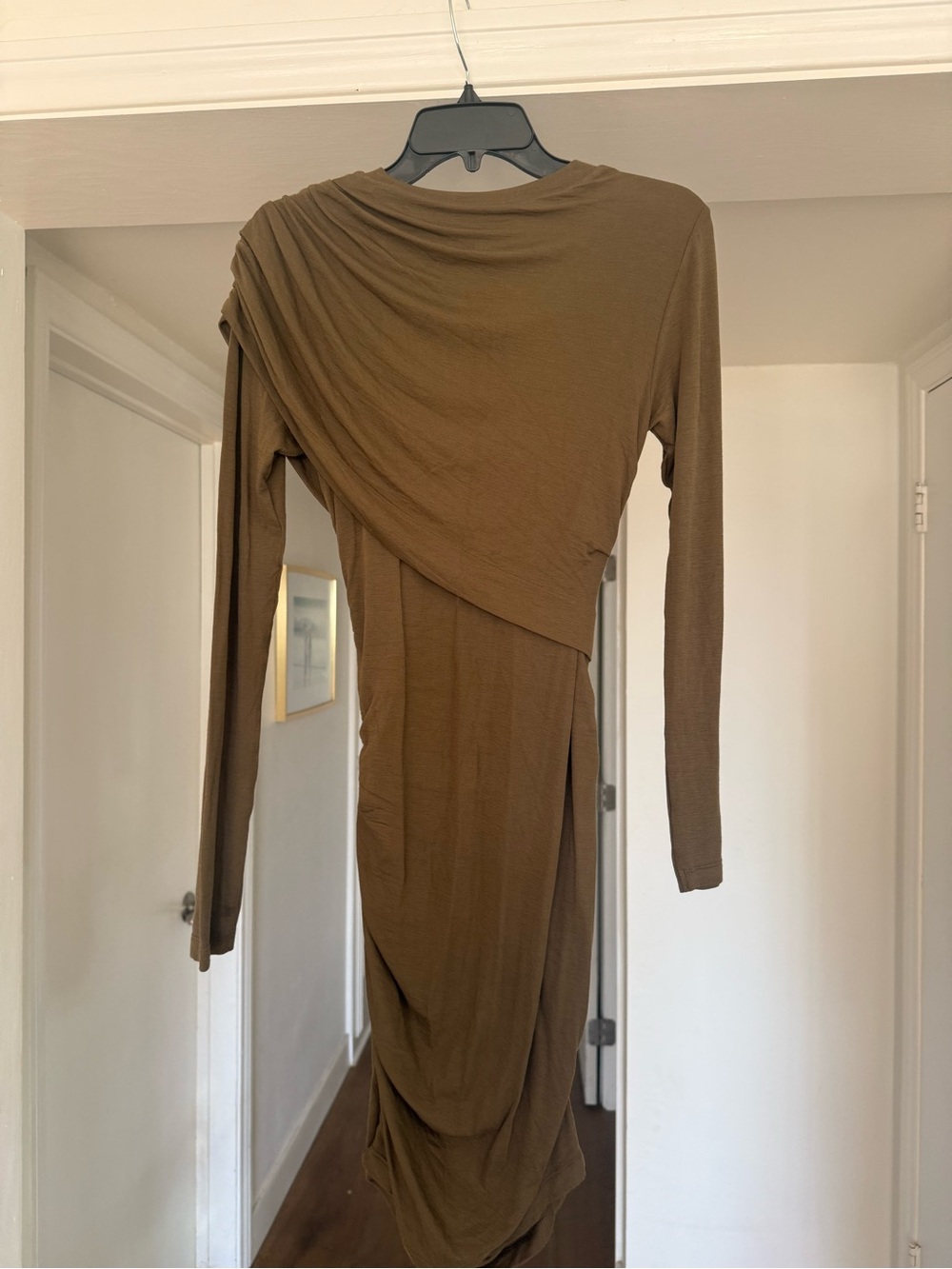Isabel Marant Long Sleeve Draped Brown Midi Dress